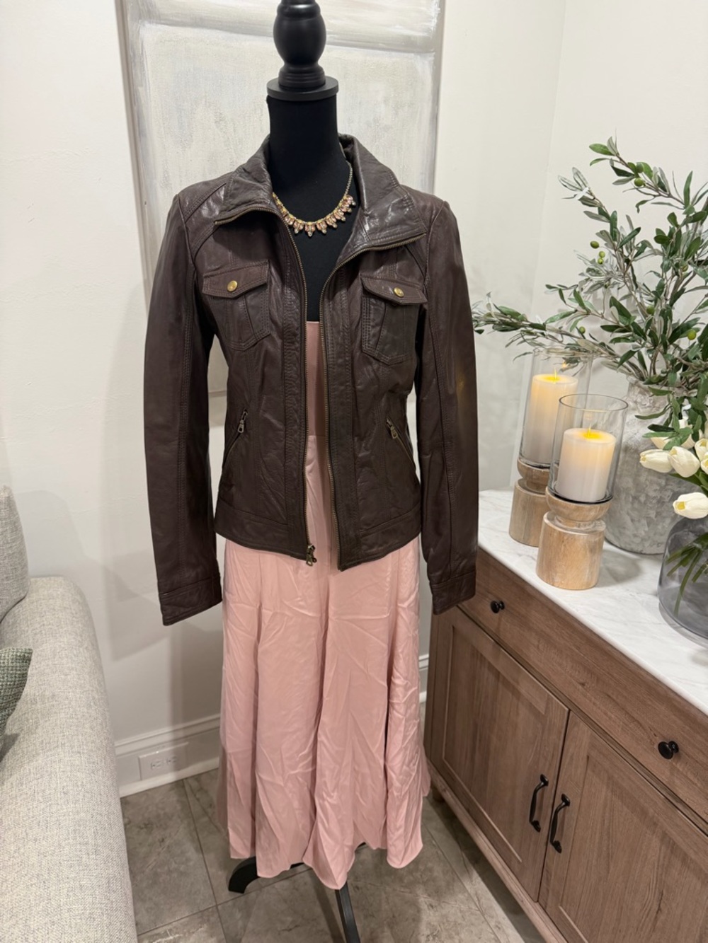 Guess Vintage Genuine Leather Jacket Brown - Picture 8 of 12